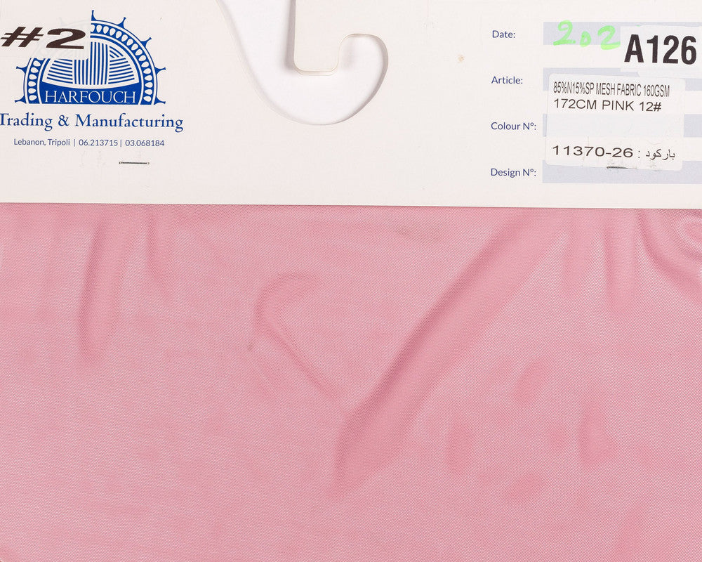 Kg ⚜  
11370-26 ⚜  
A3 ⚜  
PANTONE: Cameo Pink ⚜  
mesh fabric, 85 % nylon 15 % spandex, 160gsm 172cm 12# P:Cameo Pink